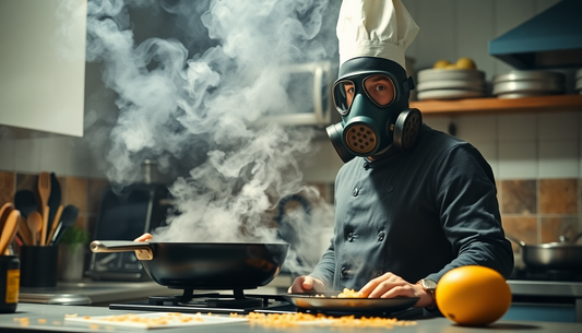 Can a Gas Mask Really Help When Cooking with Grease and Fumes?